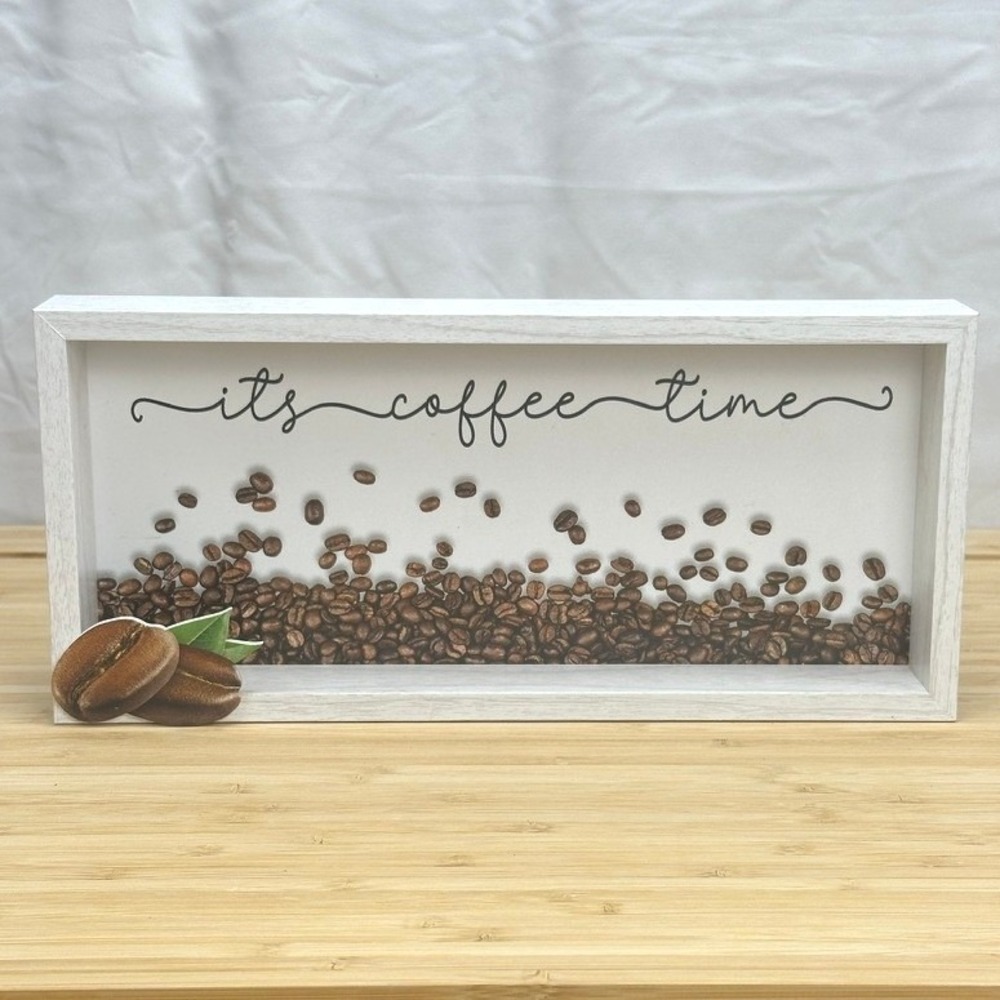 Sincere Ltd Kitchen‎ Decor Coffee Bar Shadow Box White Wood Wall Art Sign